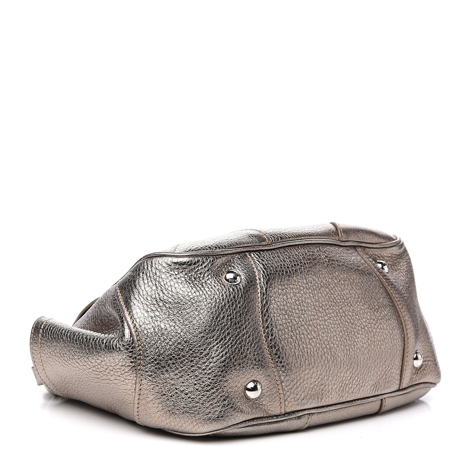 Metallic Vitello Daino Pushlock Flap Shoulder Bag Gold