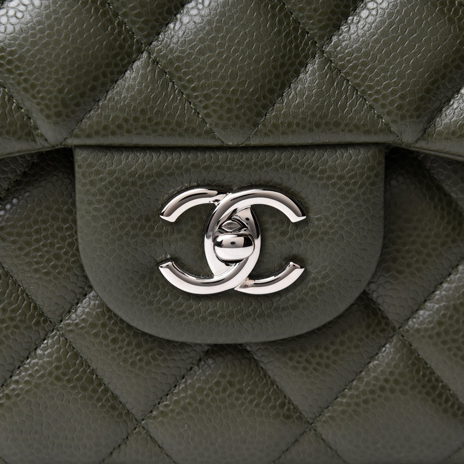 Chanel Caviar Quilted Jumbo Double Flap Dark Green 8 of 11