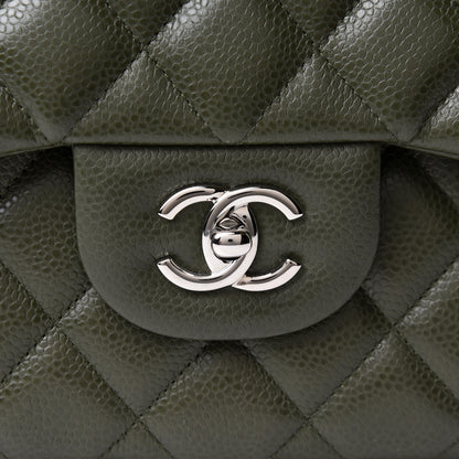 Chanel Caviar Quilted Jumbo Double Flap Dark Green 8 of 11