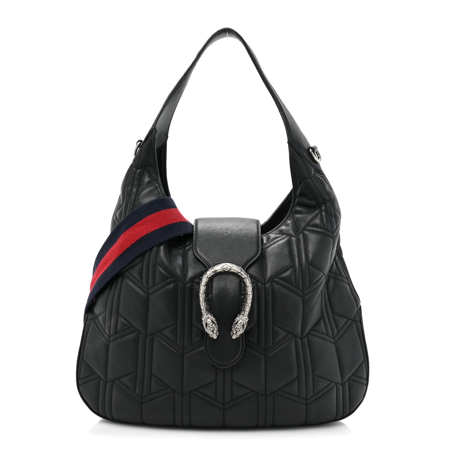 Gucci Calfskin Web Quilted Medium Dionysus Hobo Black 1 of 17
