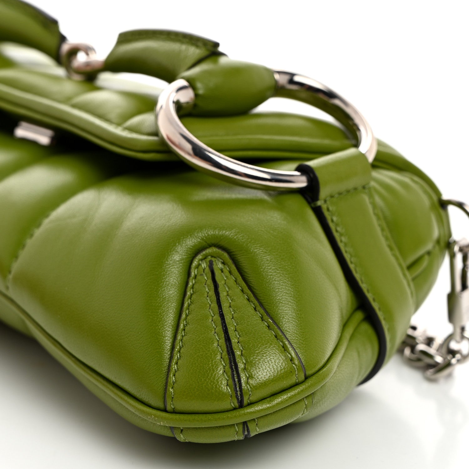 Gucci Nappa Vertical Matelasse Small Maxi Horsebit Chain Shoulder Bag Green 10 of 10