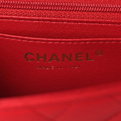 Chanel Lambskin Quilted Mini Top Handle Rectangular Flap Red 6 of 10