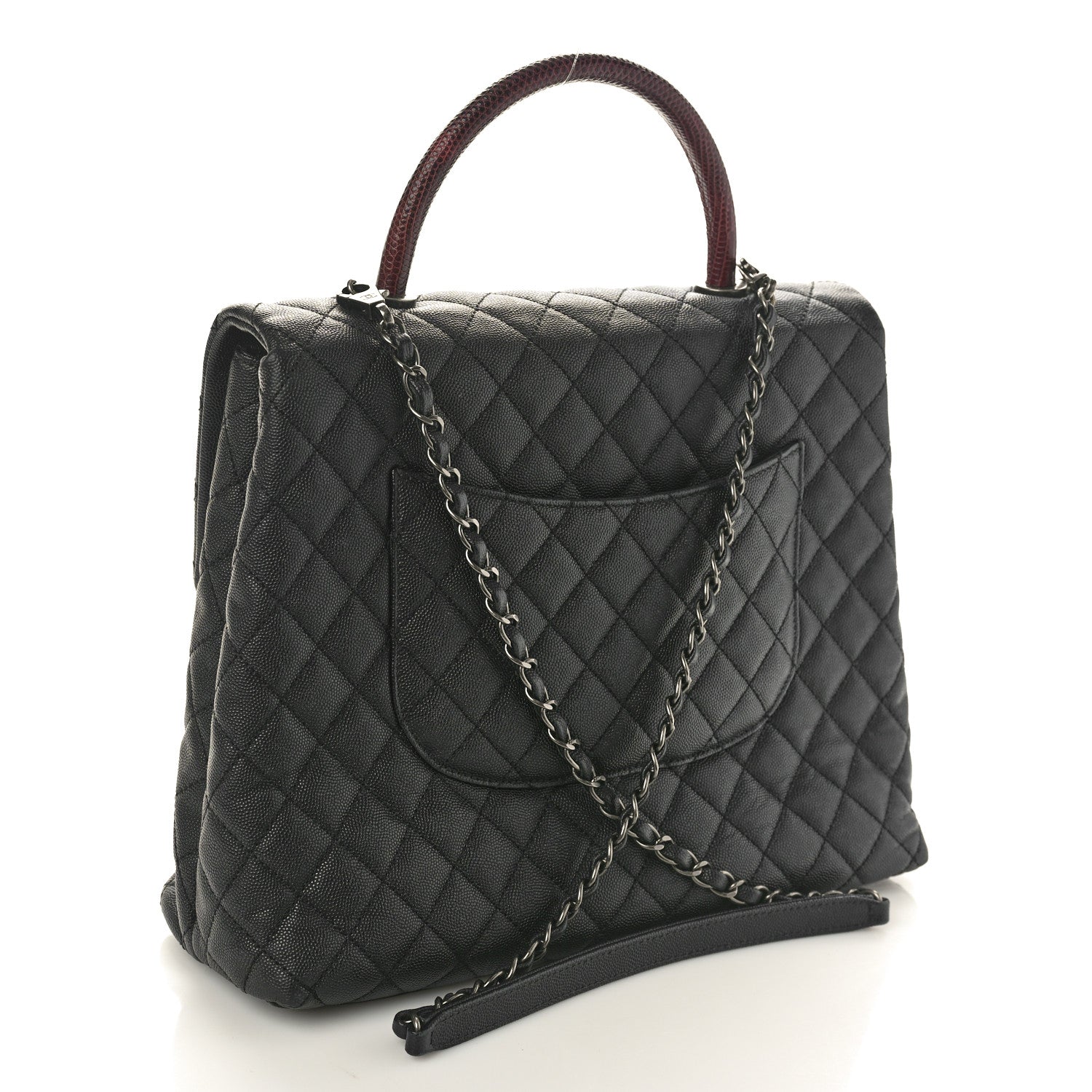Chanel Caviar Lizard Quilted Large Coco Handle Flap Black 3 of 11