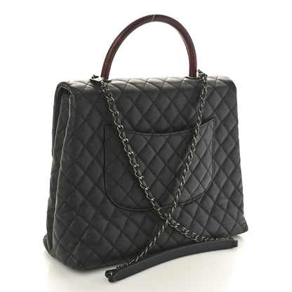 Chanel Caviar Lizard Quilted Large Coco Handle Flap Black 3 of 11