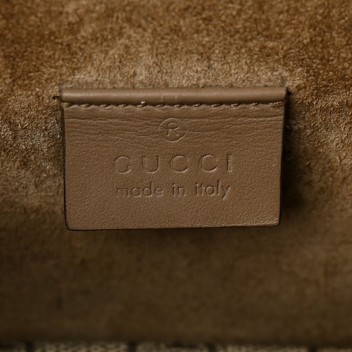 GG Supreme Monogram Suede Crystal Small Dionysus Shoulder Bag Beige Ebony Taupe