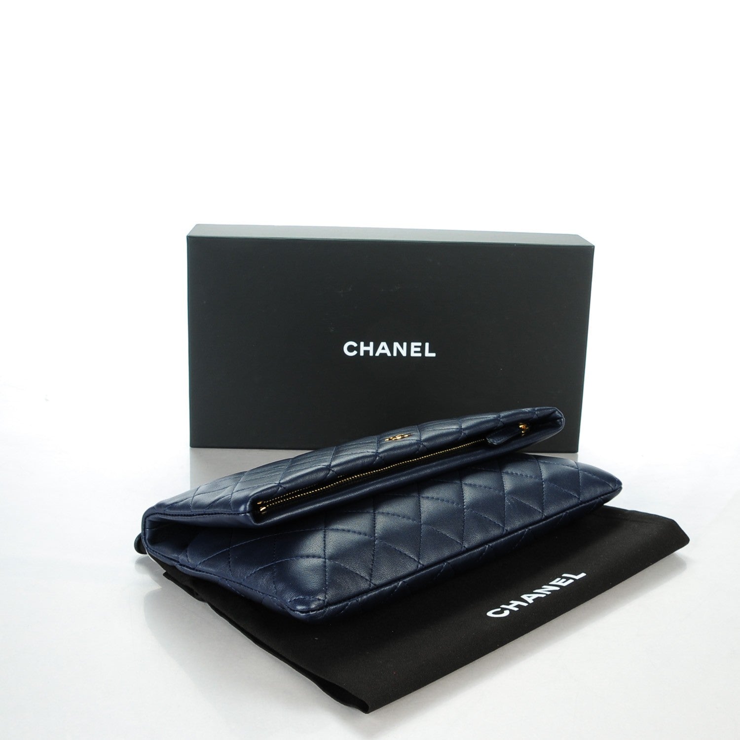 Chanel Lambskin Quilted CC Beauty Clutch Navy 4 of 7
