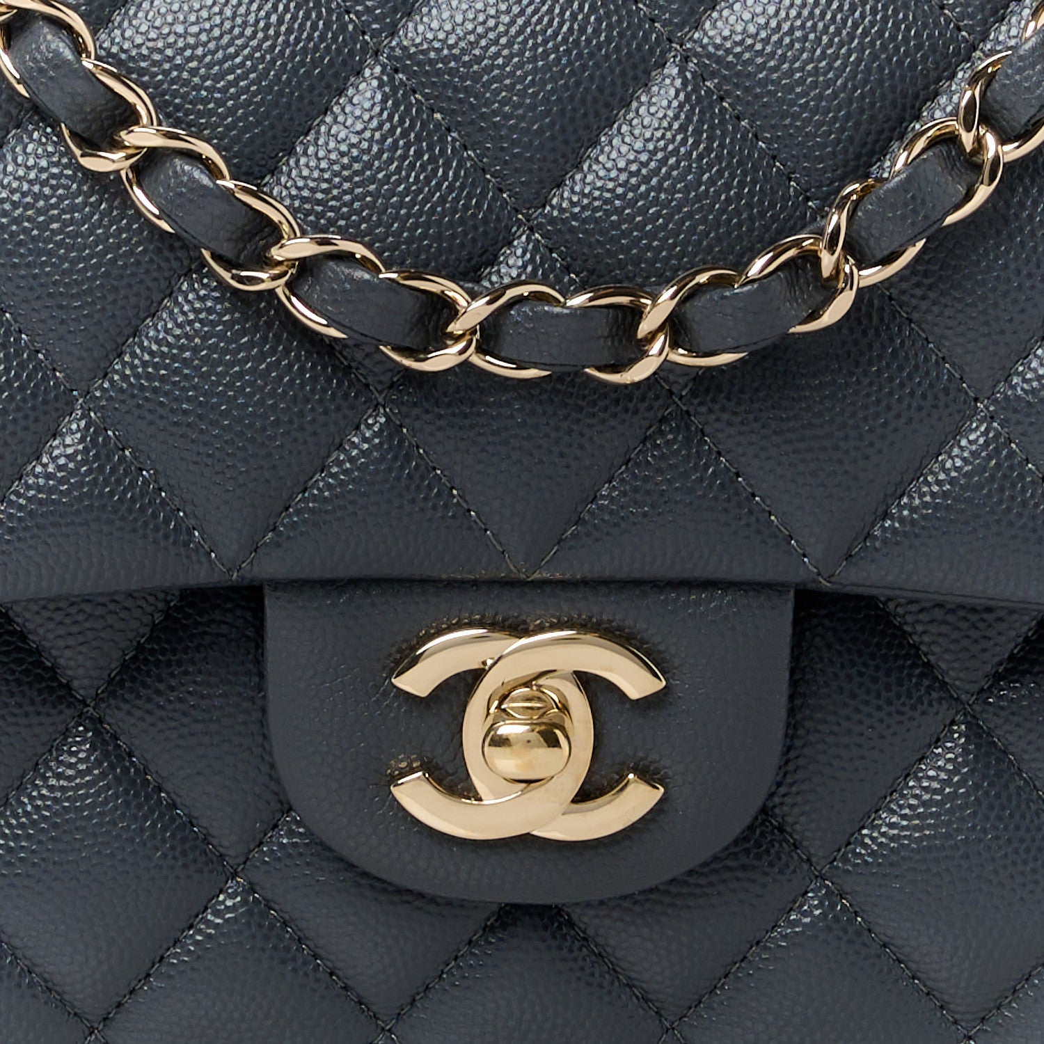 Chanel Caviar Quilted Medium Double Flap Dark Grey 9 of 11