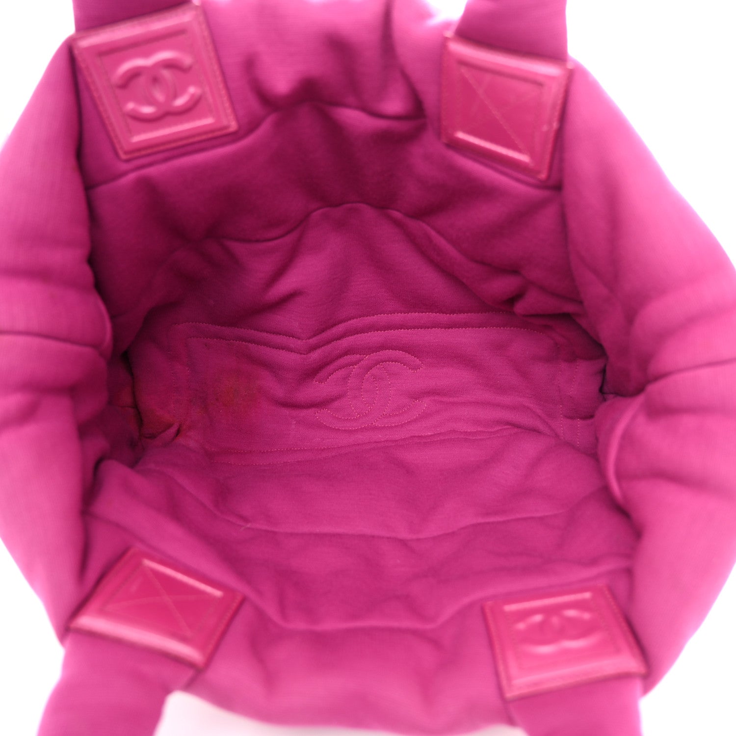 Chanel Lambskin Jersey Quilted Medium Coco Cocoon Reversible Tote Navy Fuchsia 8 of 19