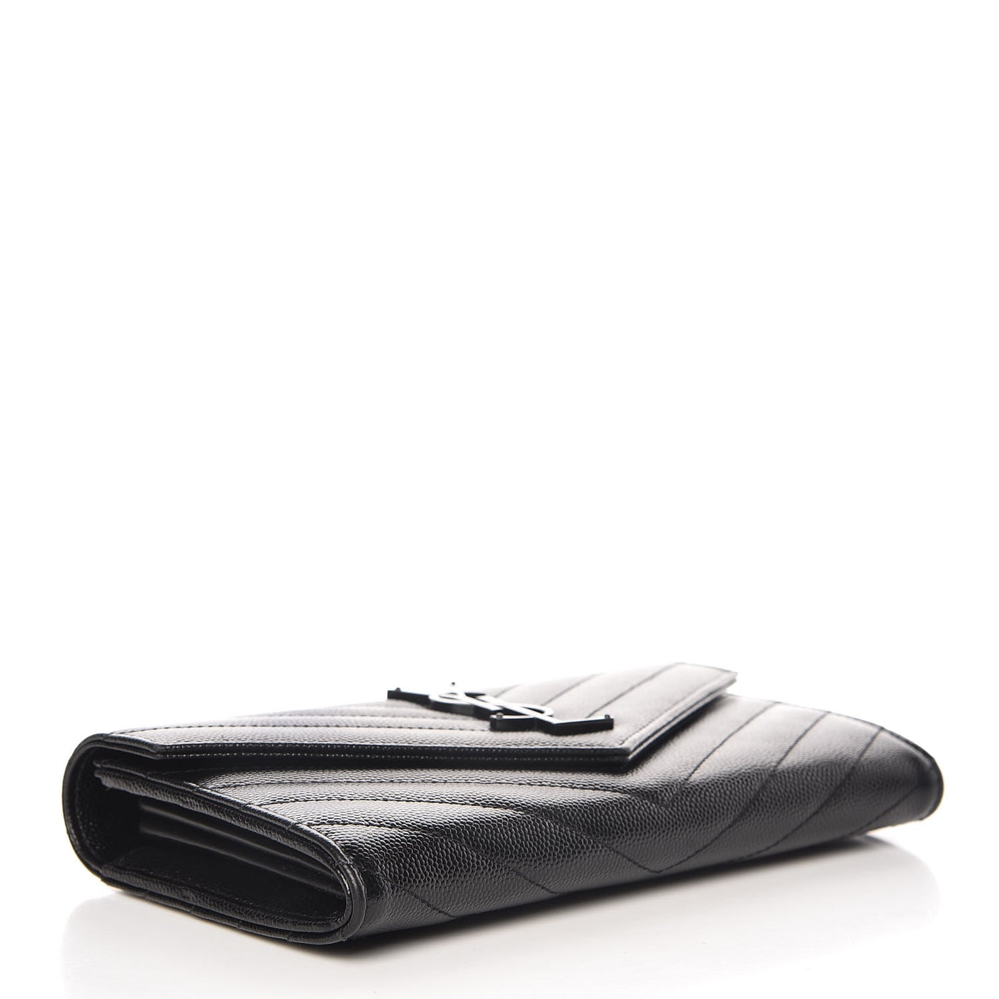 Grain De Poudre Matelasse Chevron Monogram Flap Wallet Black