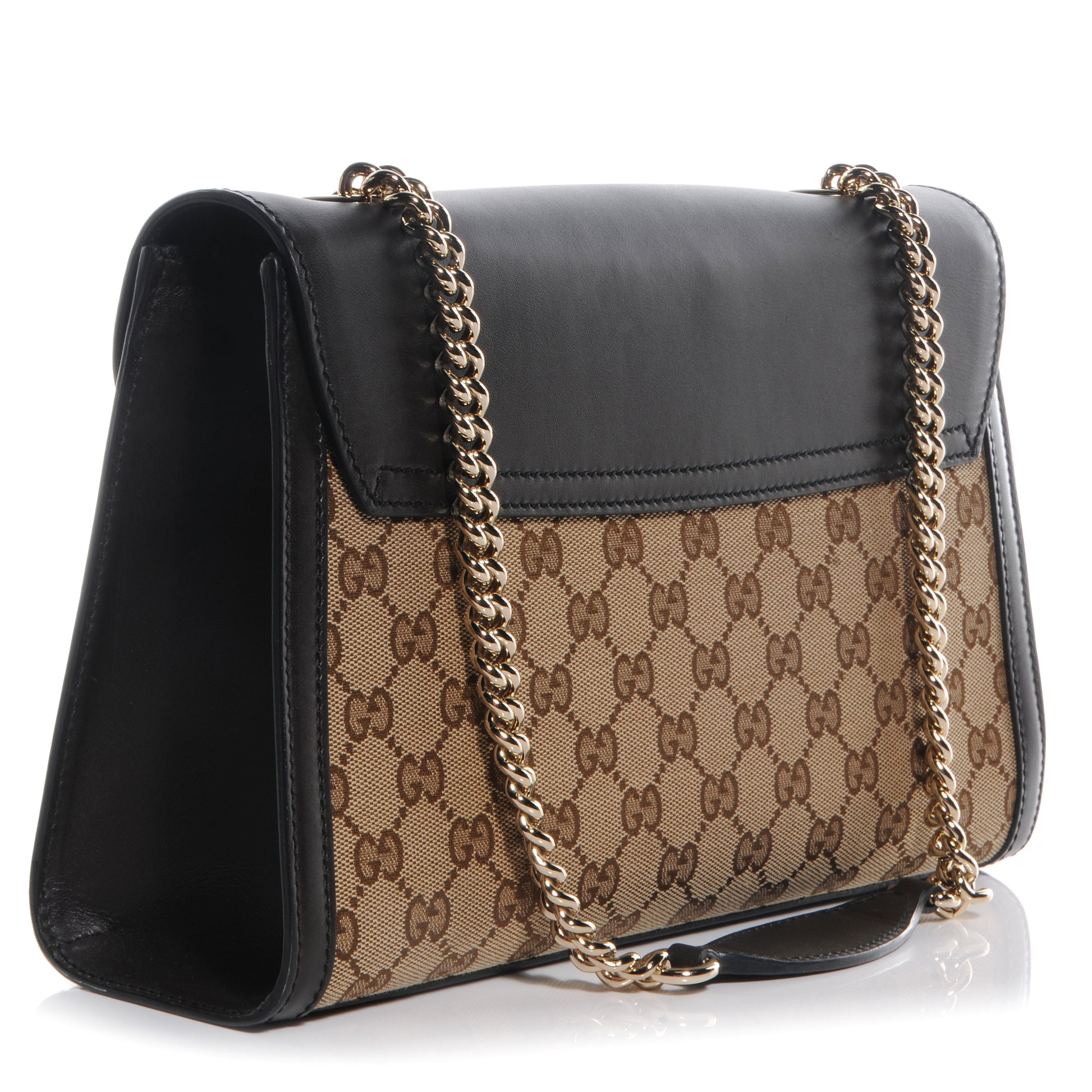 Gucci Monogram Margaux Calfskin Medium Emily Chain Shoulder Bag Beige Ebony Black 3 of 8