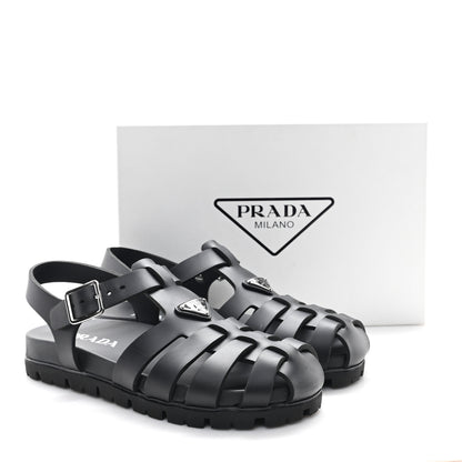 Prada Foam Rubber Triangle 50mm Cage Sandals 40 Black 10 of 10