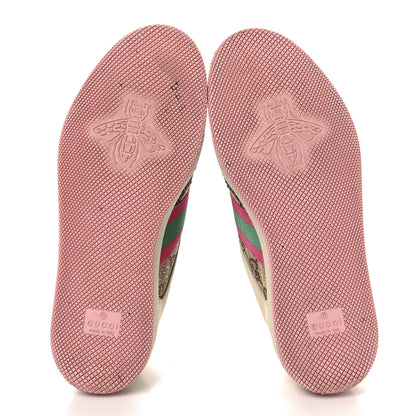 Gucci Calfskin GG Supreme Crystals Web Screener Sneakers 36 Beige Ebony Wild Rose 6 of 9