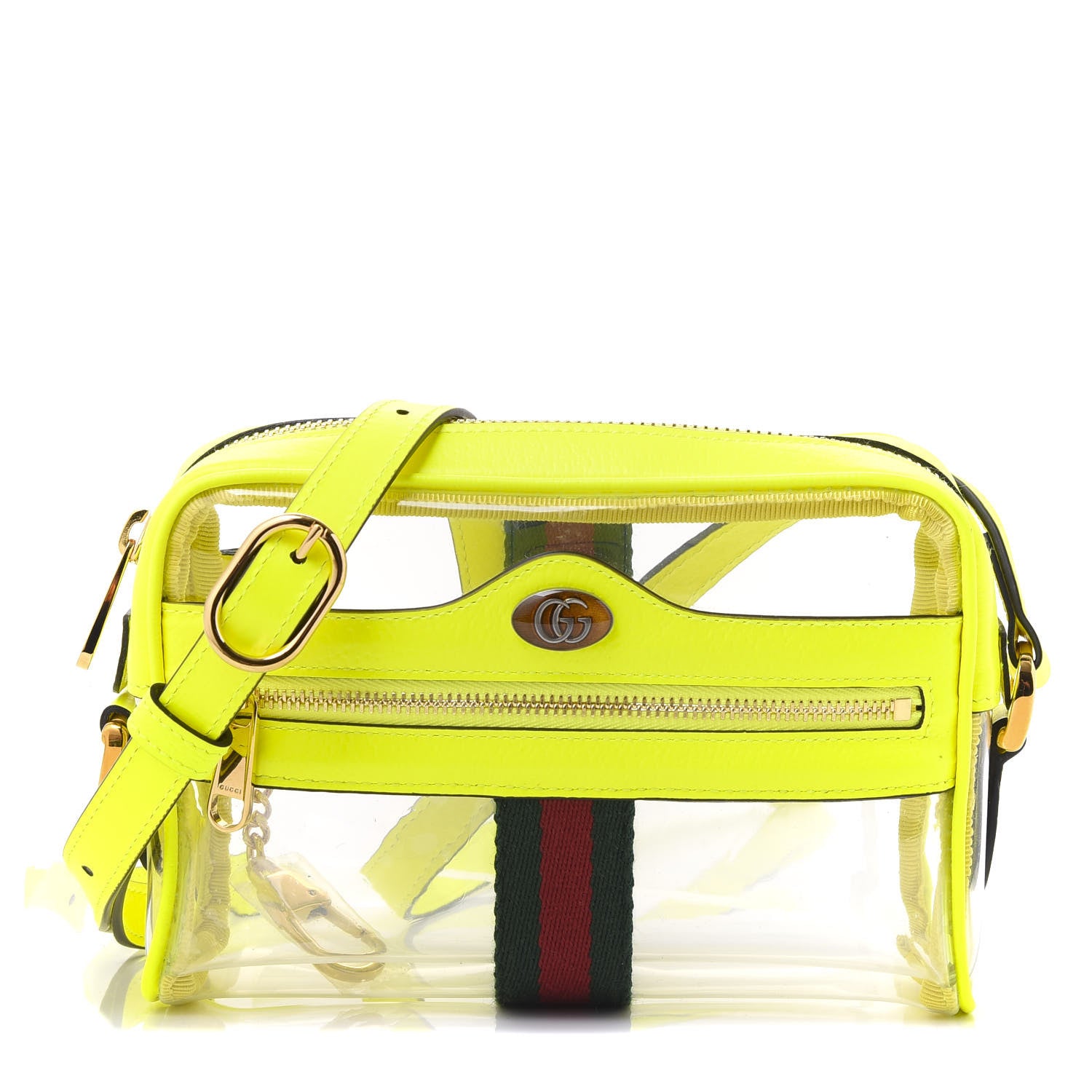 Gucci Vinyl Web Mini Ophidia Transparent Shoulder Bag Yellow Fluo 1 of 8
