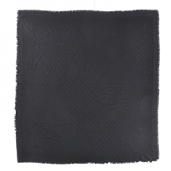 Silk Wool Monogram Shawl Black