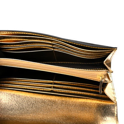 Gucci Metallic Calfskin GG Supreme Monogram GG Marmont Continental Wallet Gold Beige Ebony 5 of 9