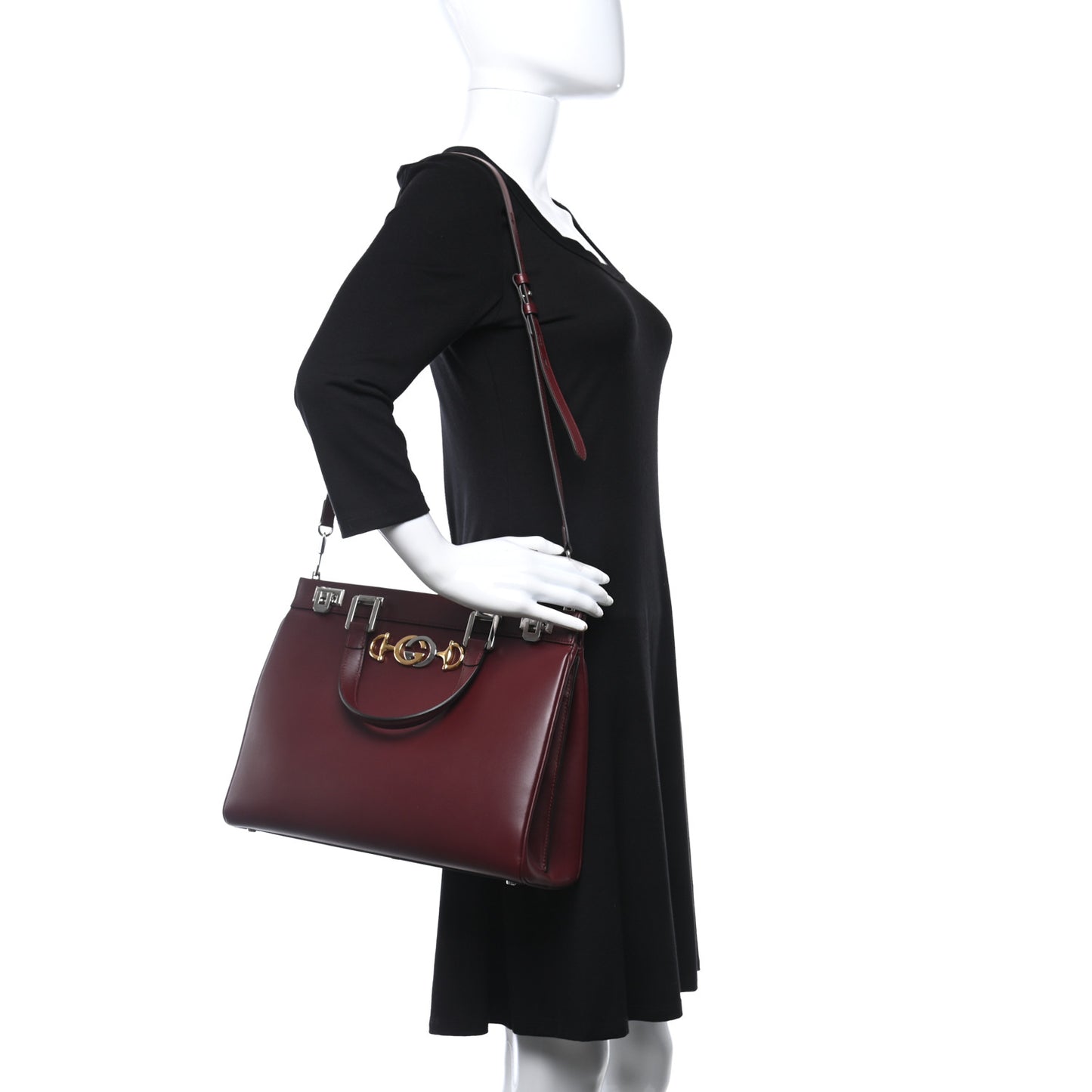 Smooth Calfskin Medium Zumi Top Handle Bag Vintage Bordeaux