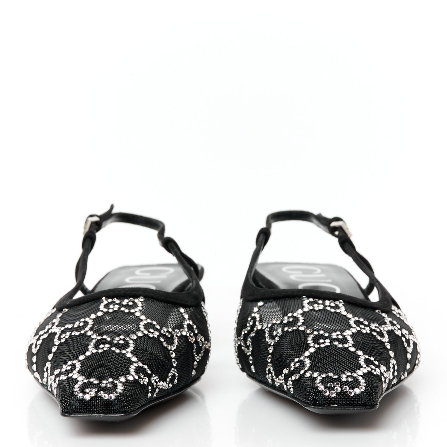 Tela Retino Kid Scamosciato Crystal GG Monogram Square G 35mm Slingback Pumps 35 Black