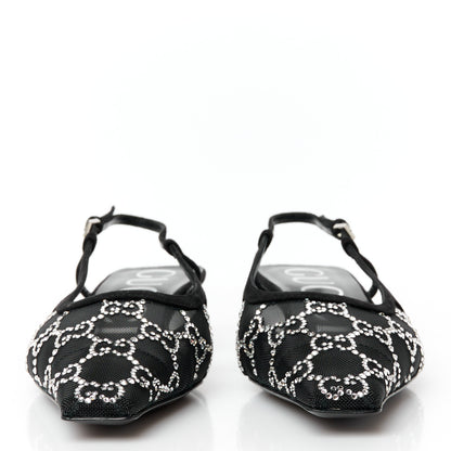 Gucci Tela Retino Kid Scamosciato Crystal GG Monogram Square G 35mm Slingback Pumps 35 Black 2 of 9
