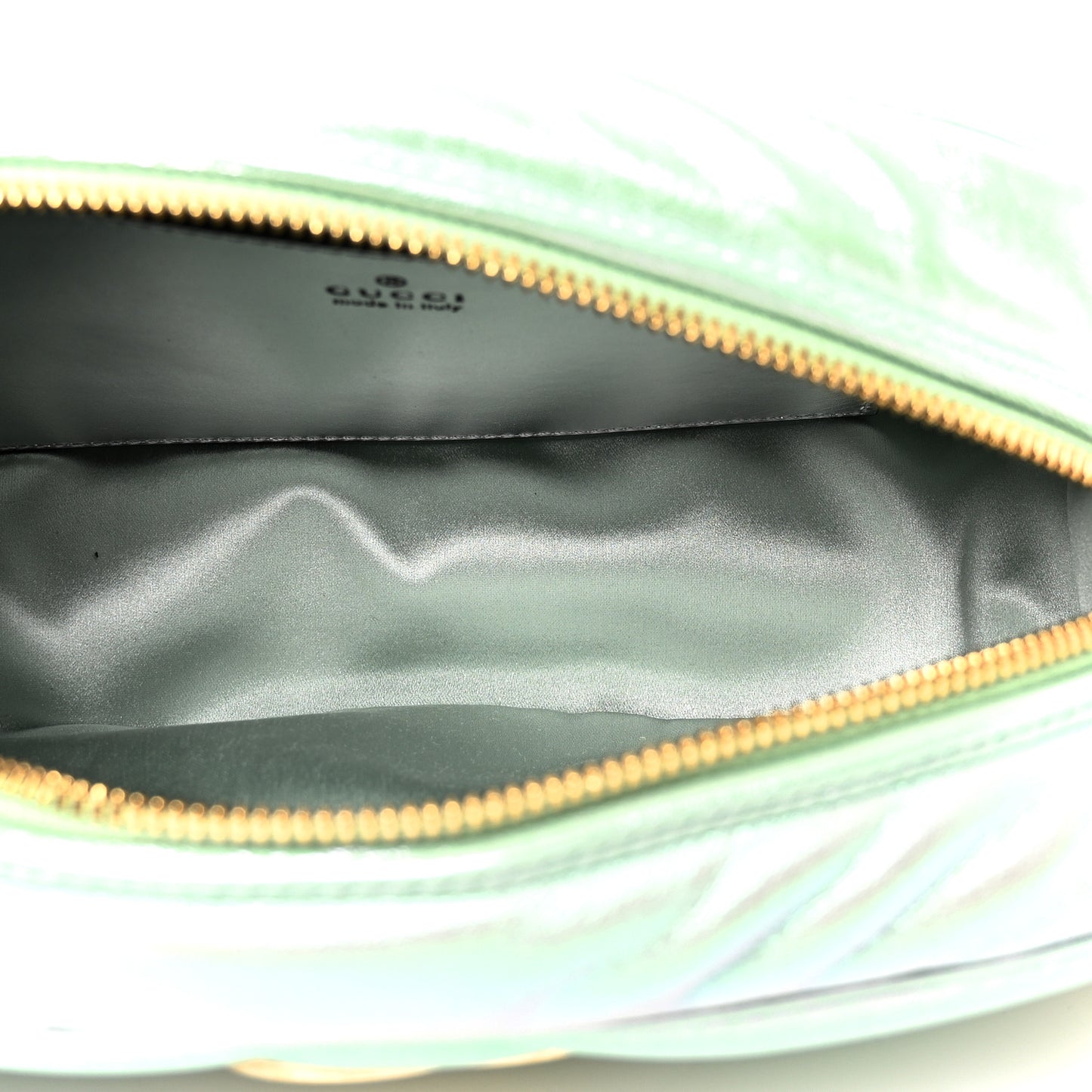 Iridescent Nappa Chevron Matelasse Small GG Marmont Chain Shoulder Bag Iridescent Salvy Green