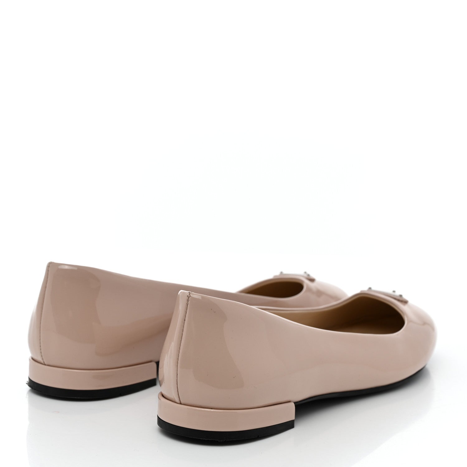 Prada Patent Triangle Ballerina Flats 37.5 Cipria 4 of 11