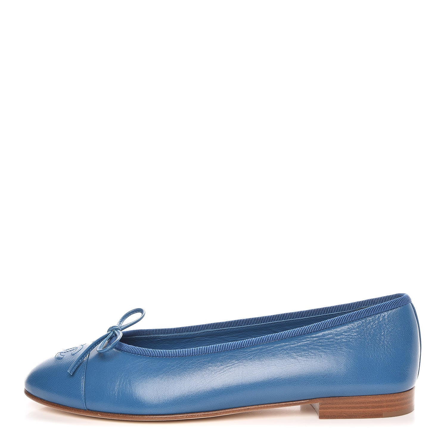 Chanel Goatskin Cap Toe CC Ballerina Flats 39.5 Blue 1 of 9