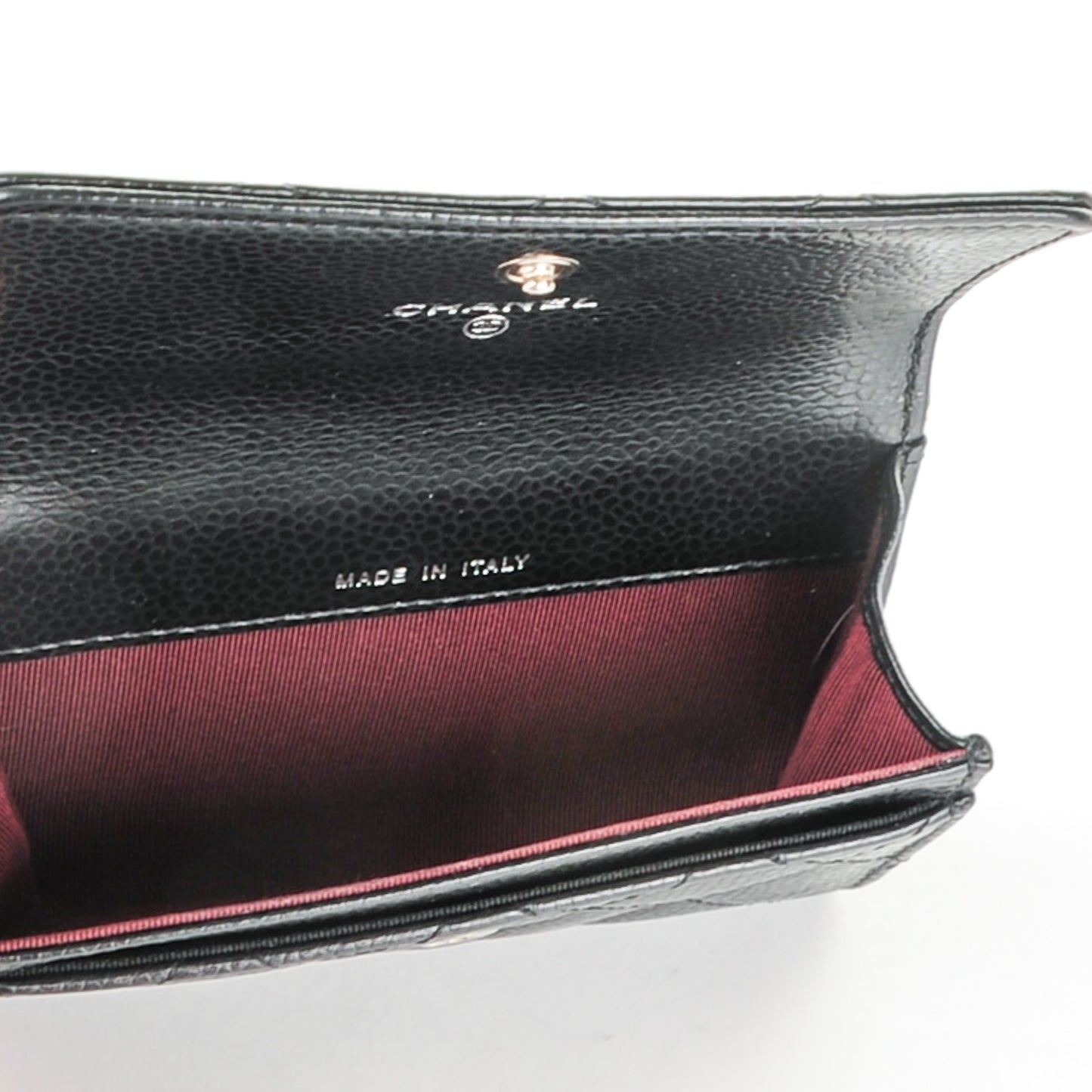Caviar Quilted Flap Card Holder Black