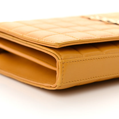 Saint Laurent Lambskin Carre Quilted Cassandre Chain Wallet Saffran 9 of 13