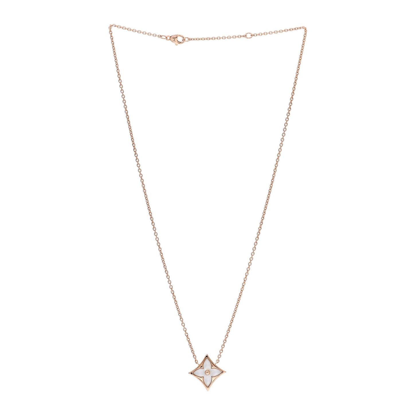 18K Pink Gold Mother Of Pearl Blossom Pendant Necklace