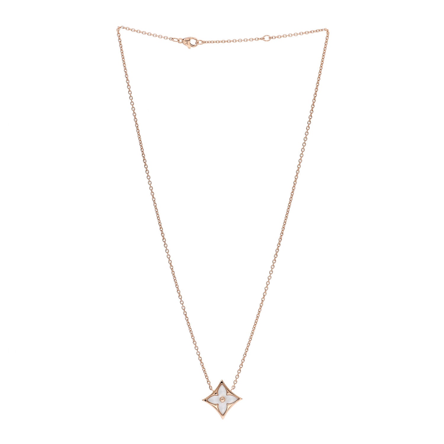 Louis Vuitton 18K Pink Gold Mother Of Pearl Blossom Pendant Necklace 3 of 5