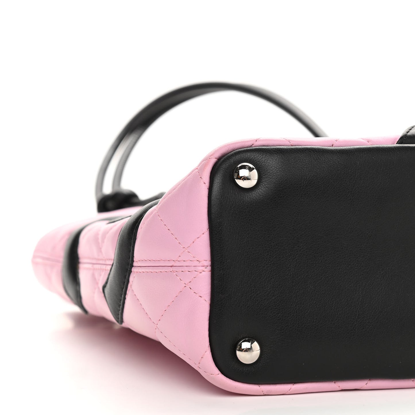 Calfskin Quilted Medium Cambon Tote Pink Black