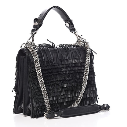 Fendi Vitello Century Opaco Monster Eyes Fringe Studded Kan I Shoulder Bag Black 3 of 11