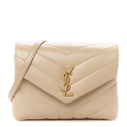 Saint Laurent Calfskin Y Quilted Monogram Toy Loulou Crossbody Bag Dark Beige 1 of 11