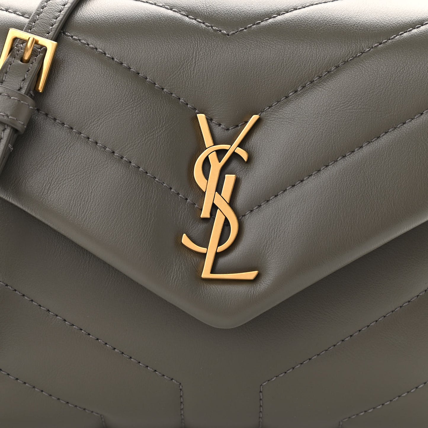 Calfskin Y Quilted Monogram Toy Loulou Crossbody Bag Grey Kaki