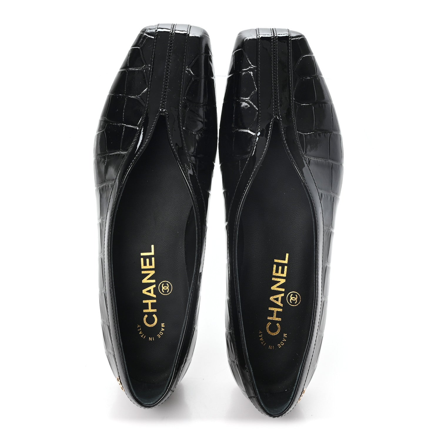 Chanel Crocodile Embossed Patent Calfskin Ballet Flats 36.5 Black 2 of 10