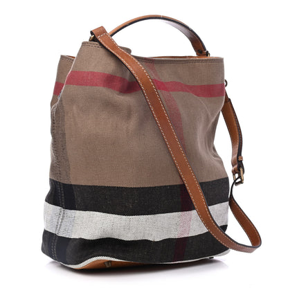 Burberry Canvas Mega Check Medium Ashby Hobo Saddle Brown 2 of 5