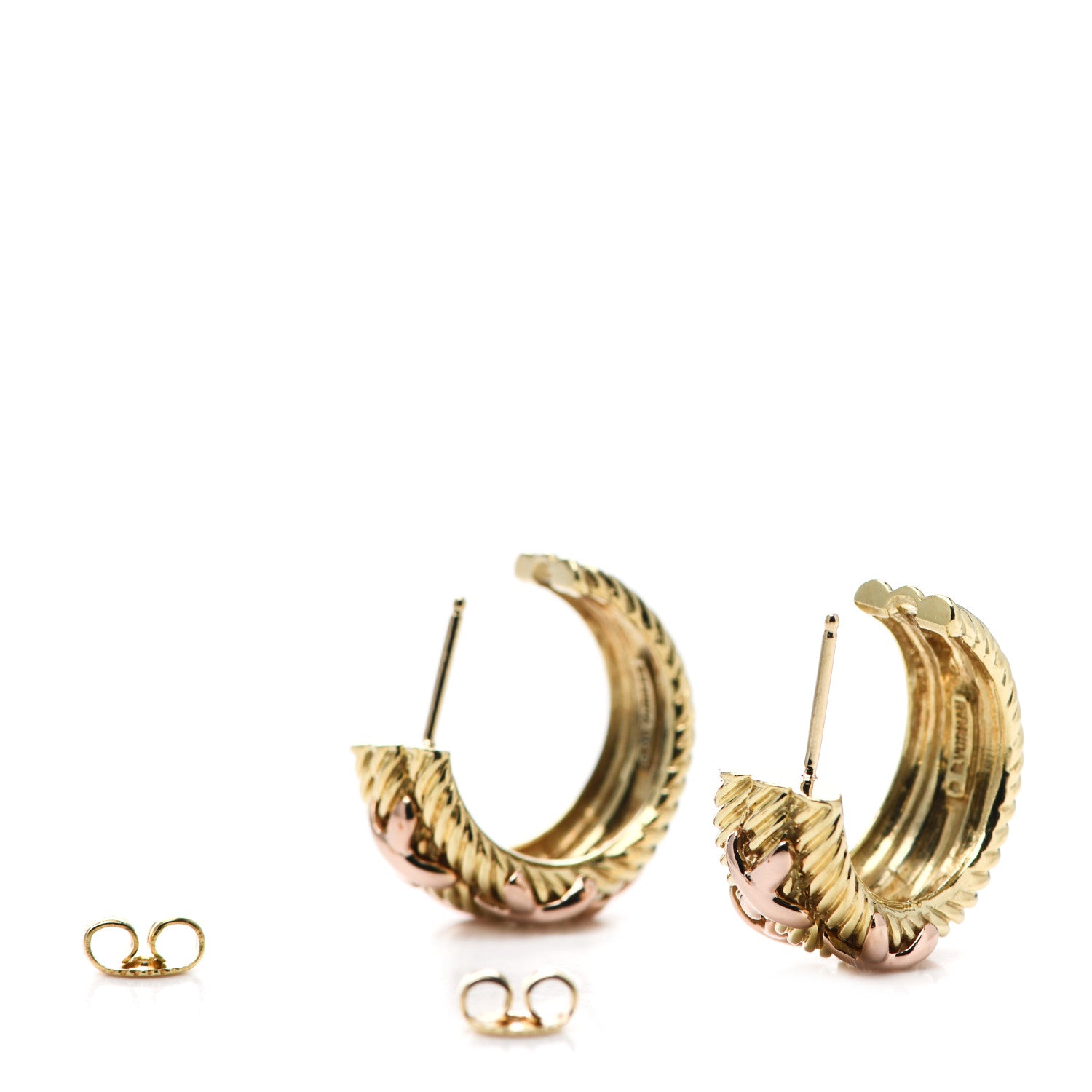 David Yurman 14K Yellow Rose Gold Three Row Cable X Earrings 3 of 5