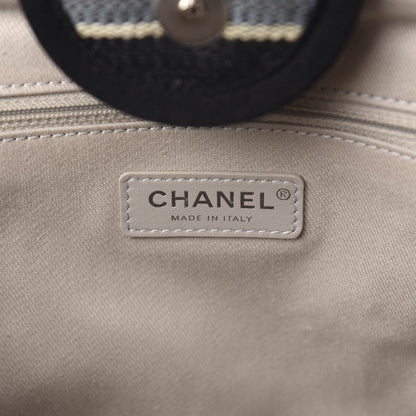 Chanel Striped Canvas Medium Deauville Tote Black 8 of 10