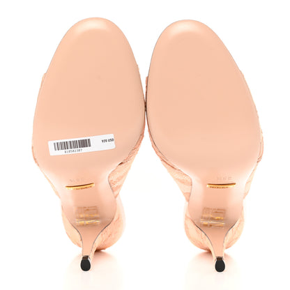 Gucci Satin Lace Rose Flower Shawana High Heel Slide Sandals 36.5 Spring Rose Pale Rose 5 of 12