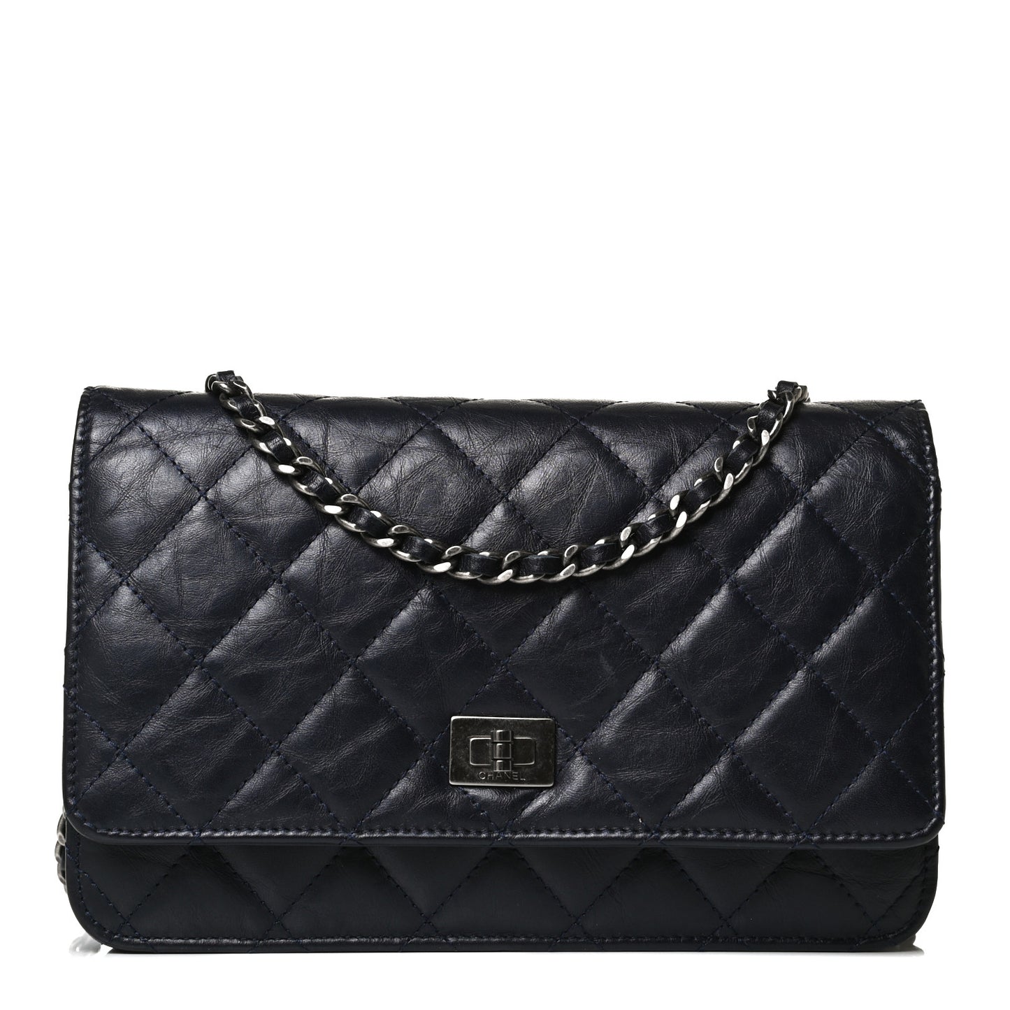 Aged Calfskin Quilted Reissue Wallet On Chain WOC Navy