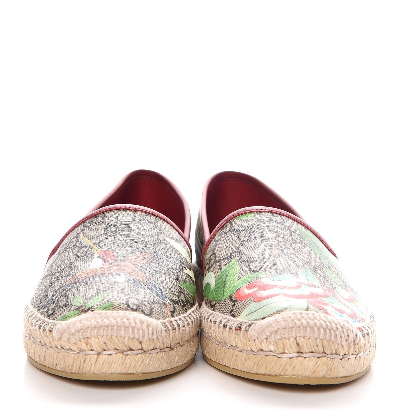 GG Supreme Monogram Tian Womens Espadrilles 41 Beige Multicolor Red