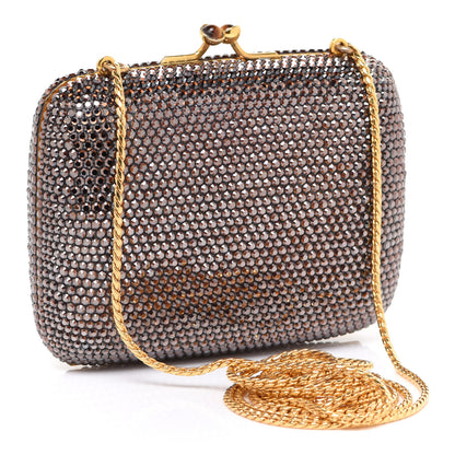 Judith Leiber Swarovski Crystal Minaudiere Clutch Purple Gold 2 of 7