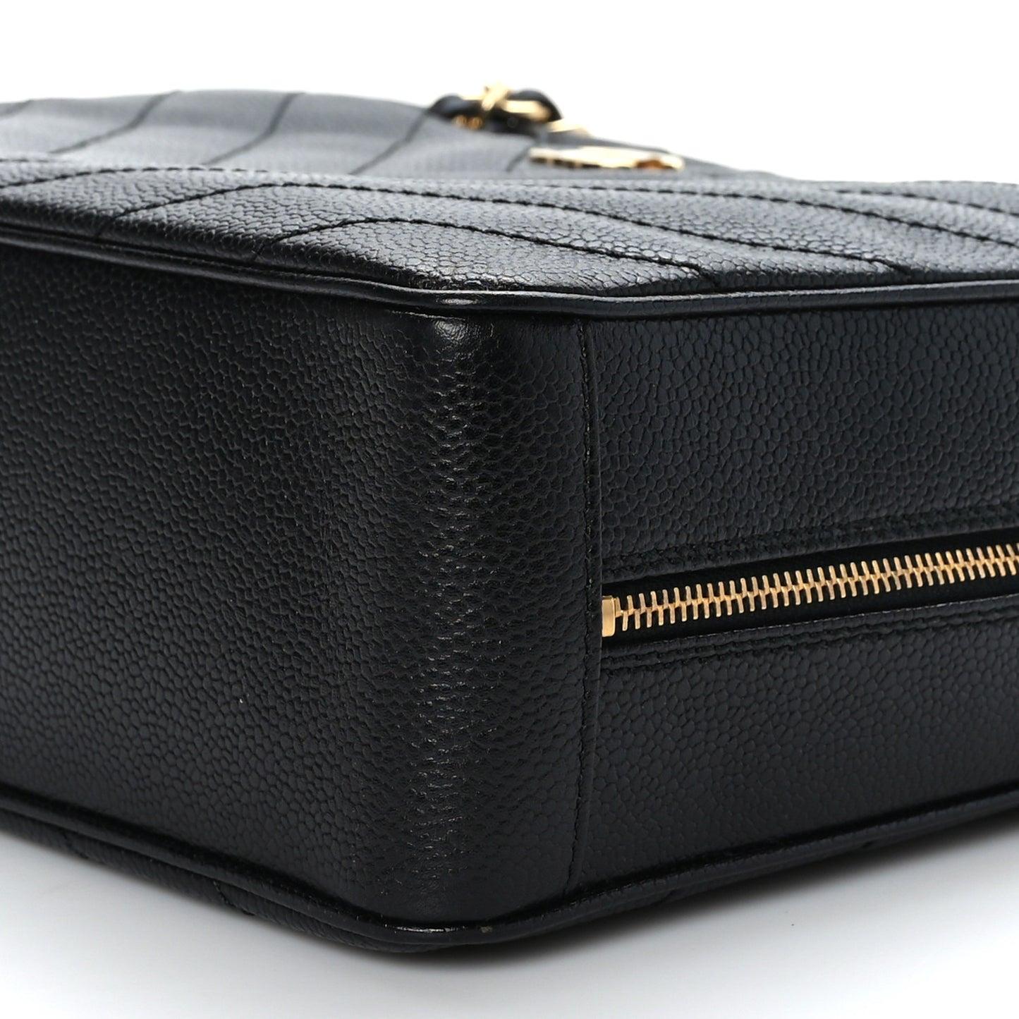 Caviar Chevron Quilted Camera Case Black