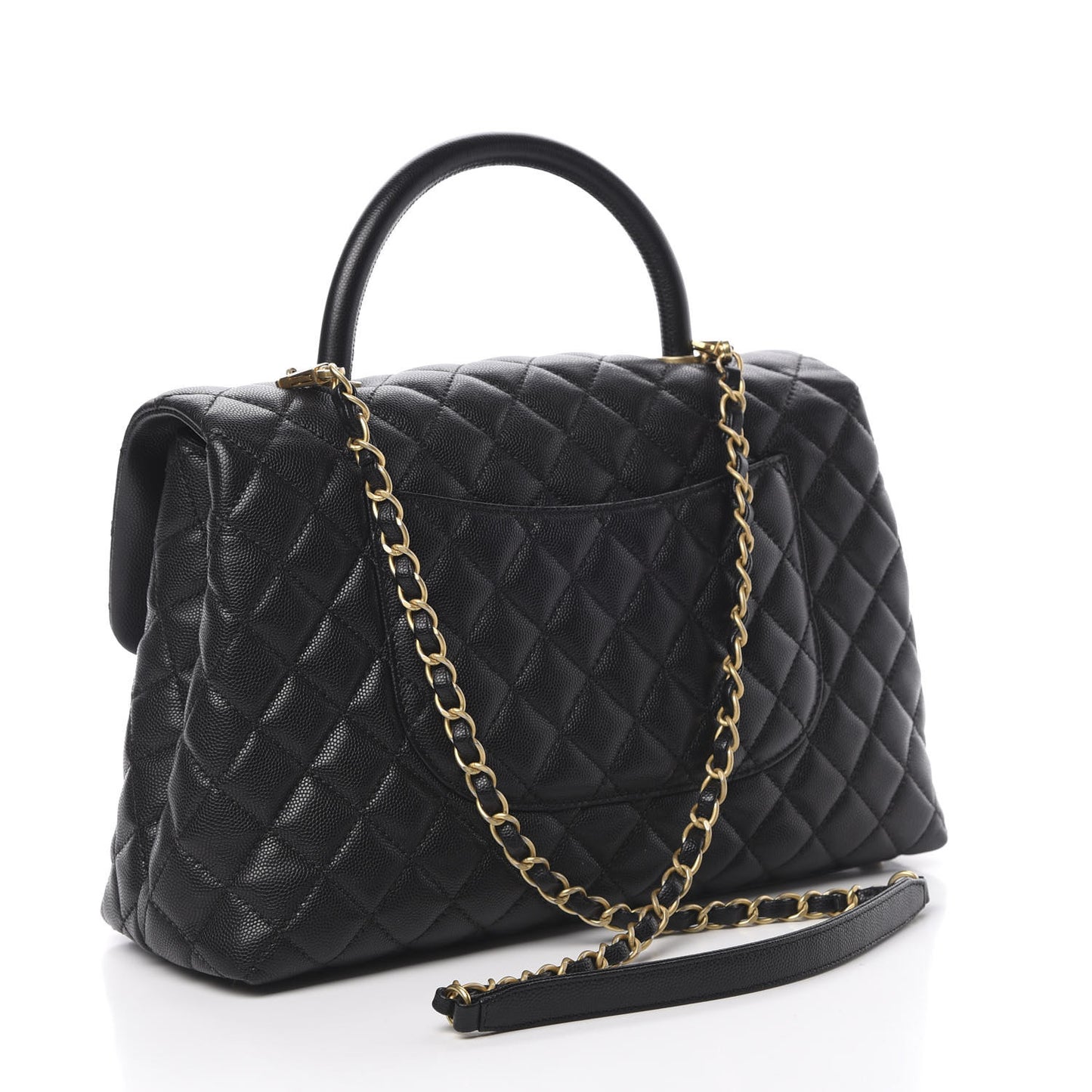 Caviar Quilted Medium Coco Handle Flap Black