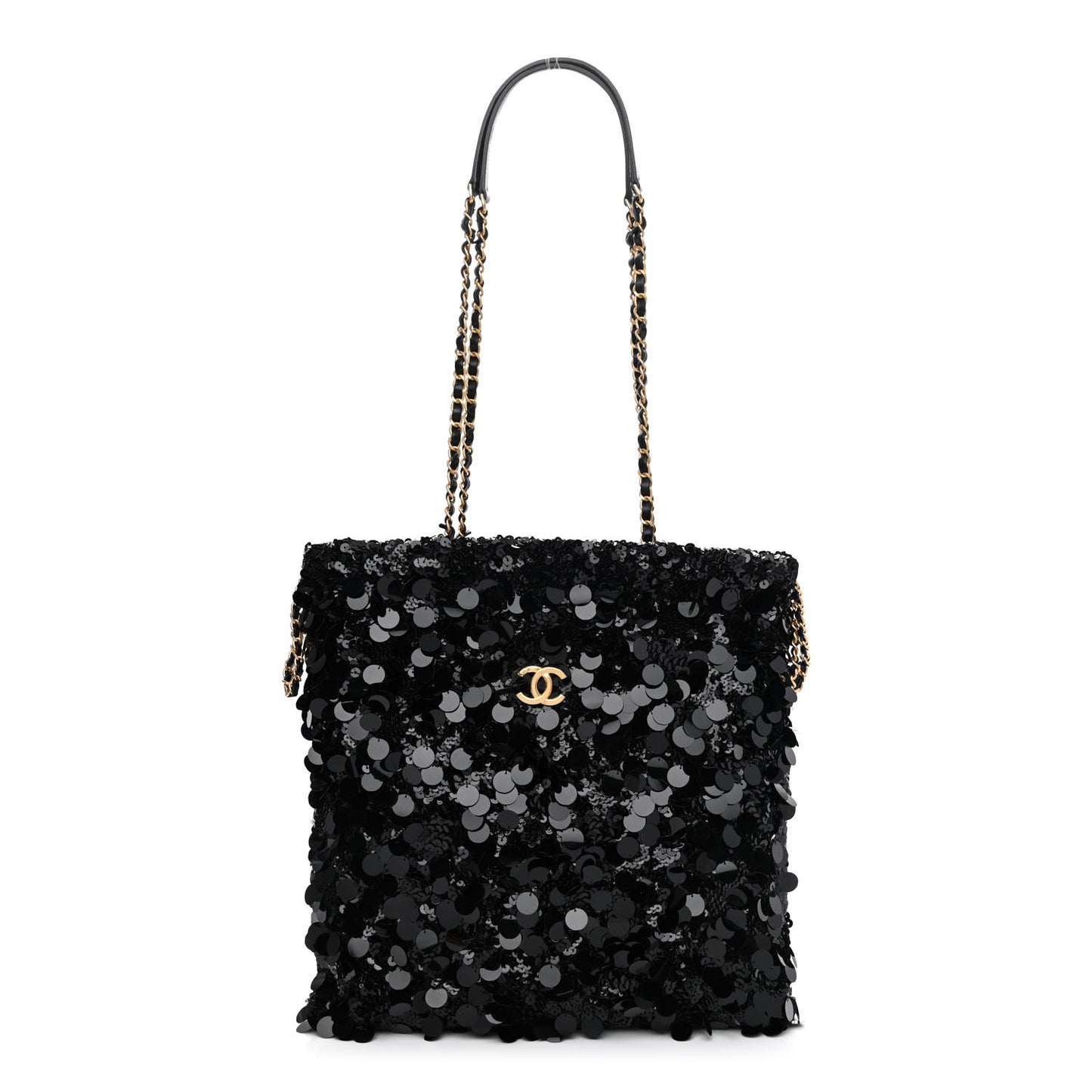 Sequin Shopping Tote Black