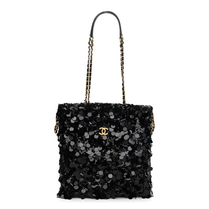 Chanel Sequin Shopping Tote Black 1 of 12