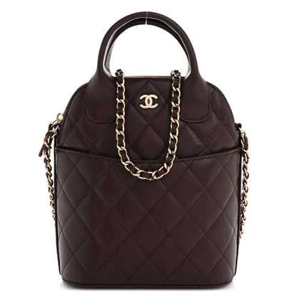 Chanel Caviar Quilted Top Handle Clutch With Chain Dark Brown 1 of 10
