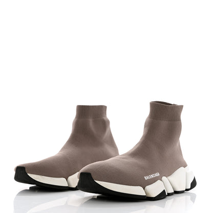 Balenciaga Technical 3D Recycled Knit Bi-Color Sole Mens Speed 2.0 Sneakers 45 Dark Beige White Black 3 of 9