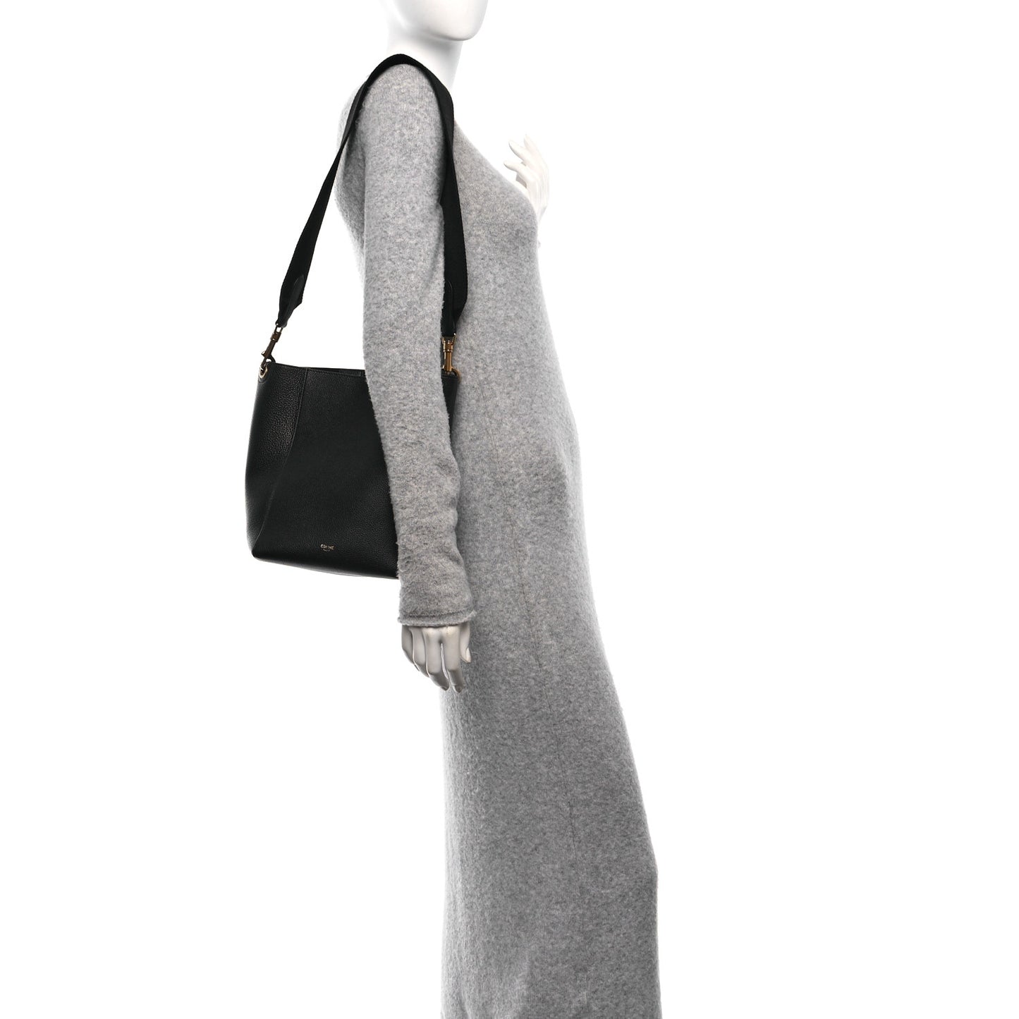 Soft Grained Calfskin Small Sangle Bucket Bag Black