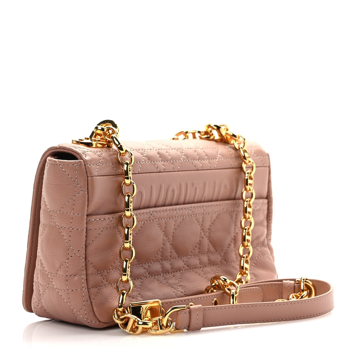 Calfskin Cannage Small Caro Bag Rose De Vents