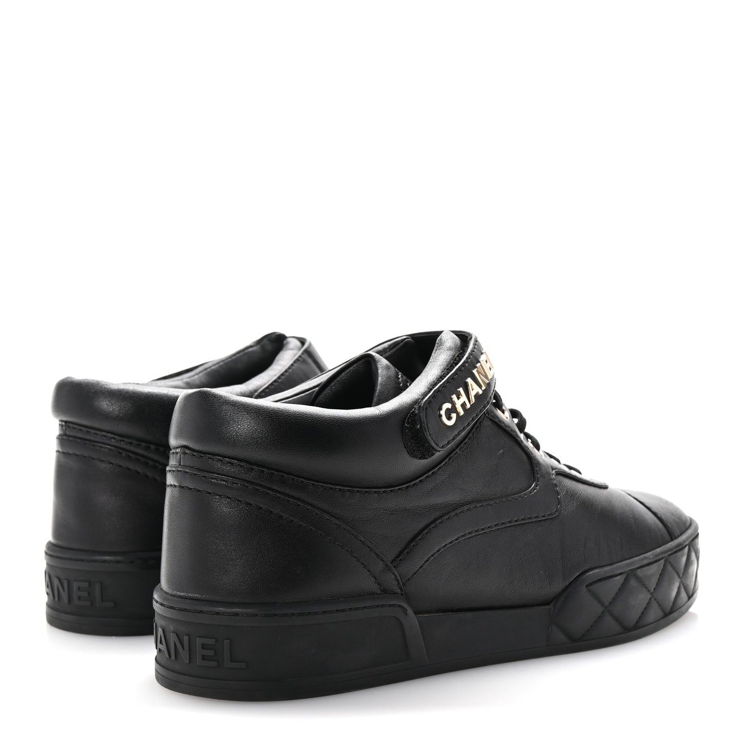 Lambskin Logo Strap Sneakers 40 Black